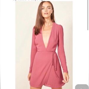 Reformation Wrap Dress Pink